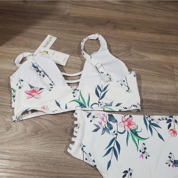 Tinibikini high waist‎ White and floral reversible bikini Size XL NEW! - Picture 7 of 8